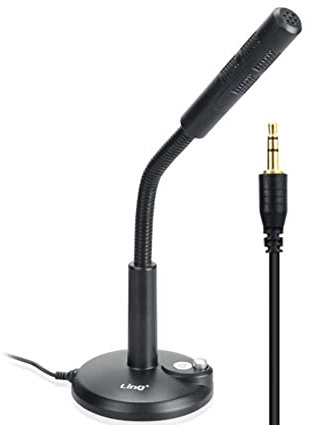 r2digital Microfono per computer jack 3.5mm Plug Play da tavolo con pulsante Mute per videoconferenze aziendali, lezioni online, registrazione, podcasting, giochi, chat, Skype (jack M580)