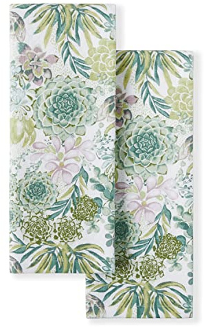 Martha Stewart Dual Purpose Kitchen Towel 2-Pack Set, Succulents, 16x28