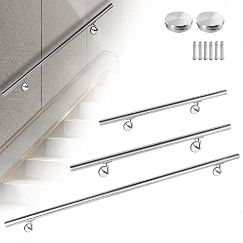 NAIZY Handlauf 200cm Edelstahl Geländer Außen & Innen Treppengeländer mit Verbindung Wandhandlauf Wasserdicht Gartenmöbel Schutzhülle für Treppen Balkon Brüstung