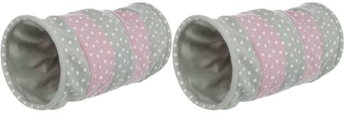 Trixie 4291 Spieltunnel, Fleece, ø 25 × 50 cm, grau/rosa (Packung mit 2)