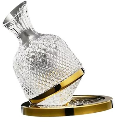 Generic Decantador de vino tinto, giratorio 360°, oro de 1,5 l, jarra de vino con base, cristal sin plomo, decantador rápido, botella decantadora soplada a mano, gran regalo para los amantes del vino