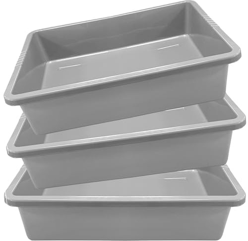 Grey Deep Multipurpose Plastic Rectangular Household Trays Indoor & Outdoor Use Storage Solution (1)