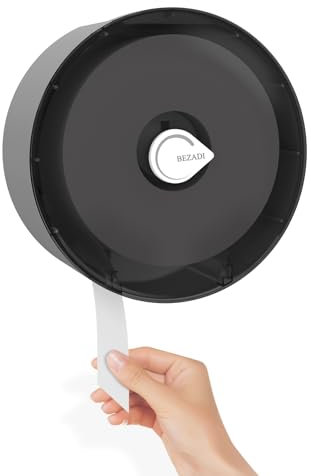 BEZADI Paper Towel Dispenser Wall Mount, Key Lock Jumbo Roll Toilet Paper Dispenser Commercial Household Large Capacity, Black