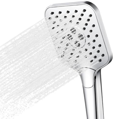 Auralum Duschkopf Wassersparend, 145mm Handbrause XXL, Silikondüsen Duschbrause Hochdruck mit Antikalk-Funktion, Brausekopf groß mit 3 Strahlarten