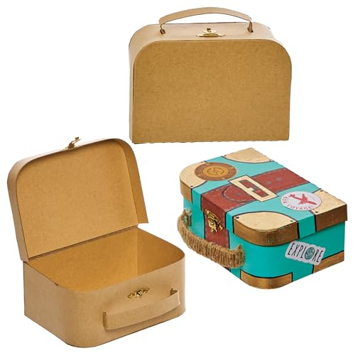 Baker Ross FN217 DYO-Bastelboxen aus Karton - 3er-Pack, Mini-Koffer zum Dekorieren und Aufbewahren von Schmuck