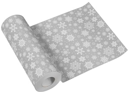 PAW - Bordslöpare (40 x 2 400 cm) bordsdekorationer till jul, vinter | Snö, snöflingor, silver The Table Decorations Snowflakes Silver