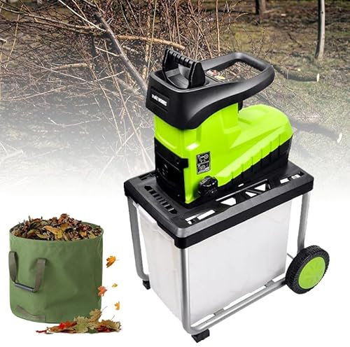 Electric Garden Shredder, Garden Cleaning Tool, 60L Collection Box Mulcher, with Transport Wheels and Leaf Bag, Crush up to 45mm, Shredding of Wood & Garden Debris