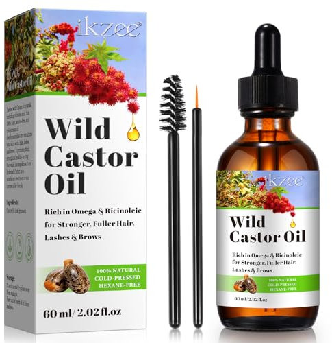 Rizinusöl Kaltgepresst - 100% Rein Black Castor Oil, Rizinusöl Haare Reich an Omega und Ricinolsäure, 60ML Bio Rizinusöl Kaltgepresst, Rizinusöl für Kräftigeres, Volleres Haar, Wimpern und Augenbrauen
