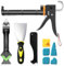 Sentoo Kit de presse à cartouche, pistolet à cartouche en silicone et outil pour enlever le mastic, grattoir à joints pour salle de bain, cuisine, sol, fenêtre, joints d'évier, cadre