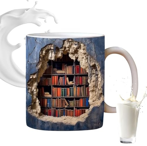 Lettura Mug Ceramic - 350ml Book Lover Cup, bibliotecaria tazza da caffè | Coppa di tè umorismo letterario, tazze di stampa su scaffali vintage, bevande da lettore uniche per gli uffici scrivania, cuc