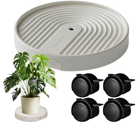 Base móvil para macetas, cuenco para plantas al aire libre con ruedas, base robusta para macetas con ruedas y diseño de drenaje, para interiores y exteriores, apartamento o dormitorio universitario