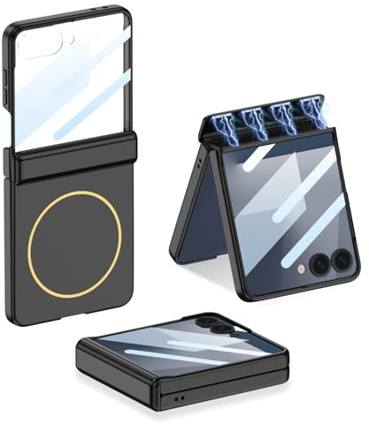 COQUE Galaxy Z Flip 7 fodral, magnetiskt gångjärn film vikbar trådlös laddning för Samsung Galaxy Z Flip 7 5G-svart