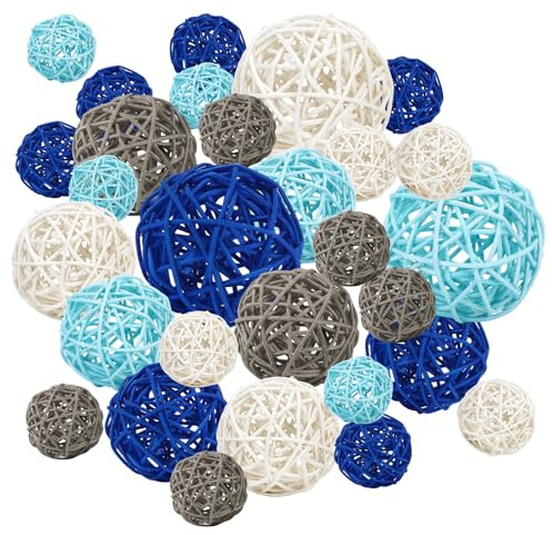 SANNIX 40Pcs Wicker Rattan Balls, 3 Sizes Decorative Balls for Vase Filler