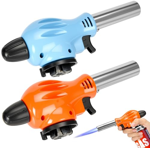 Cannello da cucina a gas butano regolabile, per cucina e cucina, per uso domestico e all'aperto, per forno, cucina, campeggio e barbecue (blu e rosso)