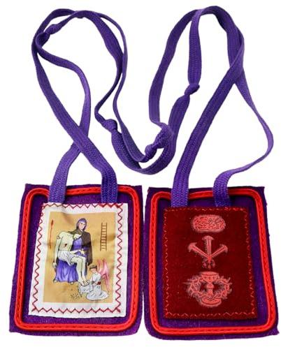 MERCILIA MEISHILAI 3 x 2,4 tum Marie Julie Jahenny tillverkad av ull lila skapelse och skydd skapslar katolskt halsband hängivenhet gåvor Escapulario Morado Escapularios Catolicos kläder eller display