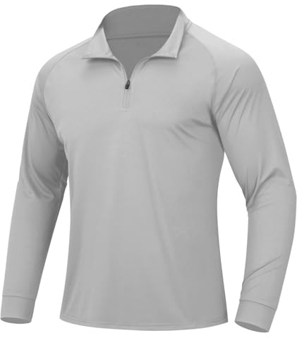DEHORU Men's 1/4 Zip Long Sleeve Sports Shirts UPF 50+ T Shirt (LG L)