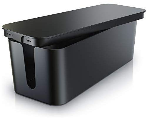 CSL - Kabelbox Groß 41cm - XXL Kabelmanagement Box - Box zum Kabel verstecken - Kebel Organisator - Schutz und Sicherheit - Anti Rutsch Boden - Schwarz