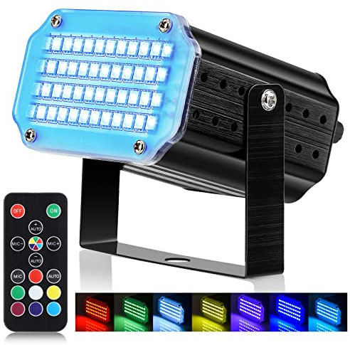 Mini Luz Estroboscópica del LED, Activación por Sonido y Luz de Control de Velocidad de Destello Luz con 48 Brillante Iluminación del Escenario de Leds para Fiestas de Baile Cumpleaños DJ Bar