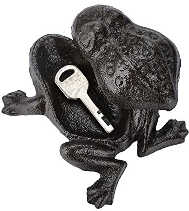 SUMTree Cute Frog Cast Iron Key Hider - Animal Style Decorative Box for Spare Car Keys, Trinkets or Jewelry Storage, Outdoor Garden Decor