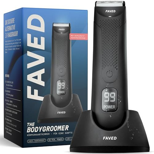 The Bodygroomer – Intimrasierer & Körperrasierer, duschfest, 90 Min. Laufzeit, LED-Leuchte, Ladestation – Body-Trimmer für den Intimbereich & Körper für Männer Mann Herren von Groomed Rooster