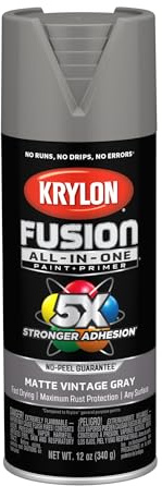 Krylon Fusion All-In-One, Matte, Vintage Gray, 12 oz