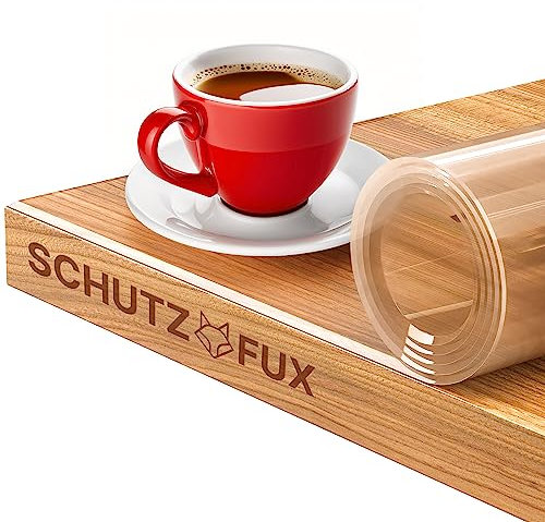 SCHUTZ-FUX Protector de mesa transparente con borde inclinado, mantel lavable, varios tamaños, fabricado en Alemania (80 x 80 cm)