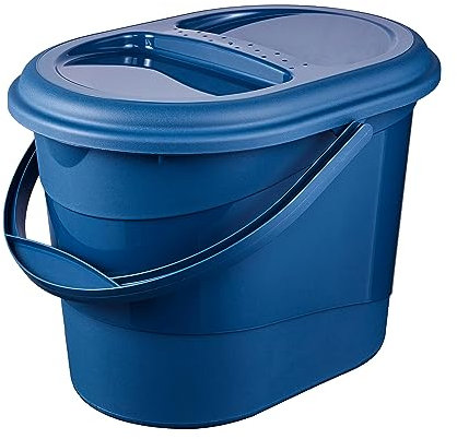 keeeper Bio-Eimer mit Deckel, 13 l, Ovaler Abfalleimer, Elsa, Eco Blue (Blau)
