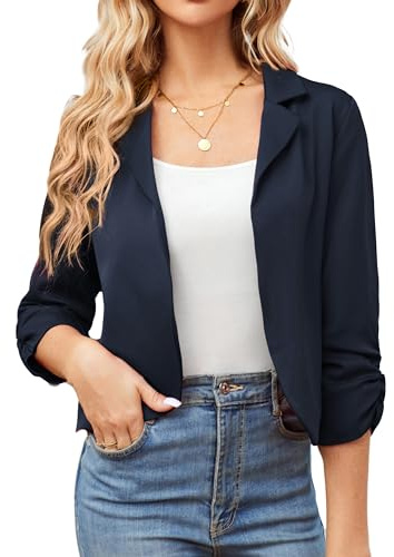 GRACE KARIN Blazer Élégant Col Revers Devant Ouvert Manches 3/4 Chic Mode pour Femme au Bureau