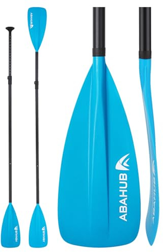 Abahub 4-delad SUP-paddel/kajaköra, justerbar stående paddleboard, paddlar, lätt aluminiumlegering PU-belagd axel blå plastblad