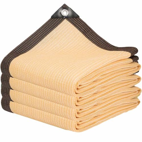 DGSFES Beige Schattennetz mit Ösen 85% Schattierungsnetz Gewachshaus Luftdurchlassig Sonnensegel,0.5X2m Beschattungsnetz Isoliernetz für Terrasse Balkon Garten Pflanzen Hühnerstall