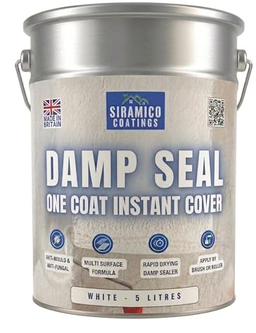SIRAMICO COATINGS The Dampseal One Coat | 5 Litres I Seals Damp And Mould Stains In One Coat By Brush Or Roller (White)