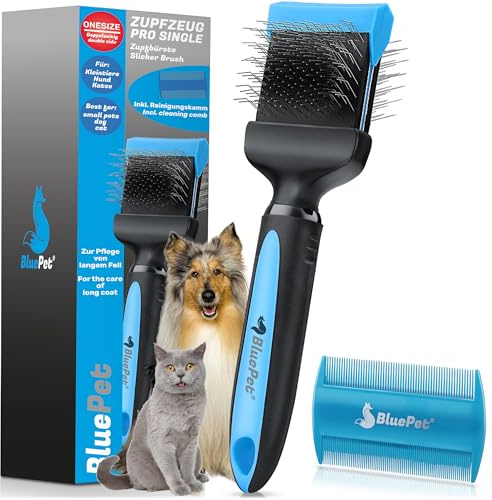 BluePet ZupfZeug Pro Brosse professionnelle à poils longs pour chiens et chats Élimine doucement les sous-poils, nœuds et nœuds