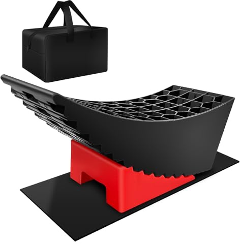 HOXWELL Car Tire Change Ramp 6.3 Tire Lift, 1 Pc Travel Trailer Tire Change Ramp, Curved Leveling Block with Chock & Anti-Slip Mat, Fits Dual Axle Travel Trailer RV Camper, Lift Up to 6.3, 35000 GVW
