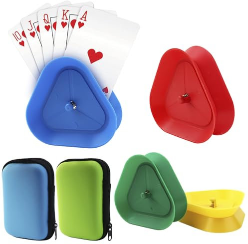 KFETFE Kartenhalter Kinder 4 Stück Spielkartenhalter, Spielkartenständer mit 2 Spielkarten Box für Senioren und Kinder