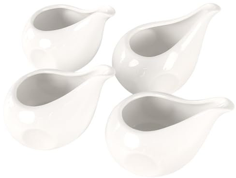 jinsongdafa Confezione da 4 bricco classico bianco da 250 ml – piccolo set di bricco per panna – piccolo bricco per latte in porcellana – Bricco per panna per caffè, latte, salse, insalata, forno a