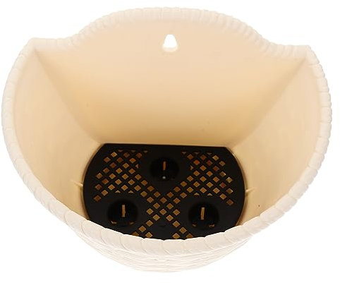 BESPORTBLE Jardinière Murale Suspendue en Osier Tissé pour Balcon Petit Modèle en Beige Support Décoratif pour Fleurs pour Intérieur Et Extérieur Facile à Accrocher Et Solide