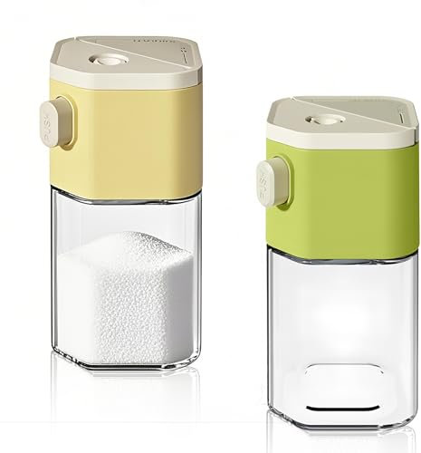 VinBee 2 spargicuccheriere moderno in vetro, piccolo barattolo per spezie, 200 ml, saliera con beccuccio laterale, spargisale in polvere per zucchero, sale, pepe, cacao, caffè per casa, campeggio