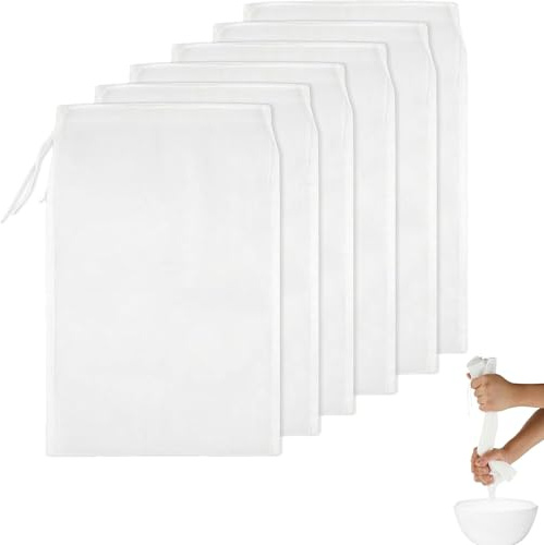 6 Stück Passiertuch,Nussmilchbeutel,Passiertuch Wiederverwendbar,Nussmilchbeutel Bio Waschbar,Käsetuch,Cheesecloth,Nut Milk Bag,Siebtuch,für Nussmilch Käse Kaffee Joghurt Fruchtsaft(20 × 30 cm)