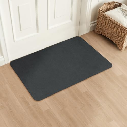 Aoxisicoo Ultra-Thin Indoor Doormat 20x32 Inch-Low Profile Non-Slip Entryway Rug,Washable Absorbent Floor Mat with Dirt-Resistant Design for Front Door,Kitchen,Hallway,Dark Grey