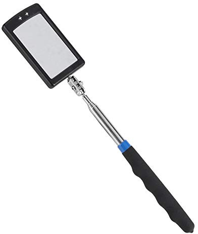 Nikou Specchietto Telescopico, Specchio di Ispezione a LED, Specchio Telescopico Rettangolare, Girevole da 360 Gradi Estendere Lo Strumento, Estensibile 30-65cm, per Ispezione Auto