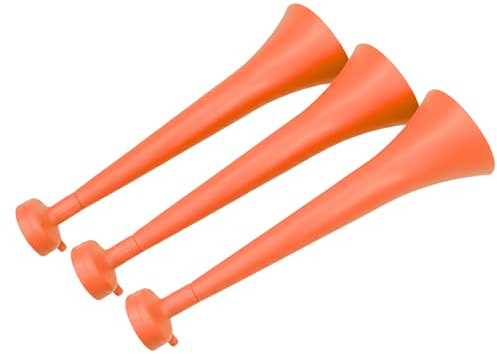 FUN FAN LINE Pack 3 Vuvuzelas de Plástico Resistente. Trompetas de Animación para Fútbol, Eventos Deportivos y Fiestas. Bocina Ruido Extremo 120 DB. Cotillón para Aficionados