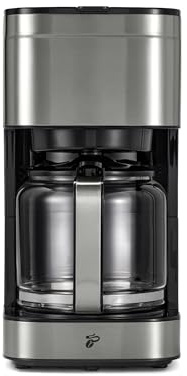Tchibo Filterkaffeemaschine „Let‘s Brew Elegant“, für bis zu 10 Tassen Filterkaffee, 1,25L Aroma-Glaskaraffe, Edelstahl-Warmhalteplatte, Tropf-Stopp, Abschaltautomatik, Edelstahlfarben