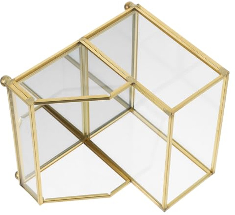 FOMIYES Porta Biglietti da Visita Verticale con Bordo Dorato Porta Carte da Scrivania Resistente per Archiviazione Biglietti da Visita Espositore Ufficio per Riunioni e Scambi