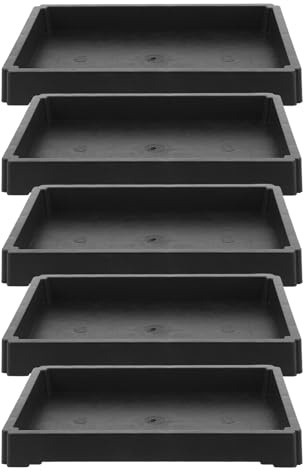 BESPORTBLE Bandeja Rectangular para Macetas de Resina Negra 19,5x13,2 Cm, 5 Unidades, Platillos para Macetas de Interior Bandeja de Goteo y Drenaje, Adecuado para Suculentas y Bonsáis