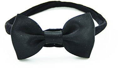 PrettyBoutique Baby Girls Satin Bow Soft Skinny Elastic Nylon Headband Hair Band Accessories (Black)