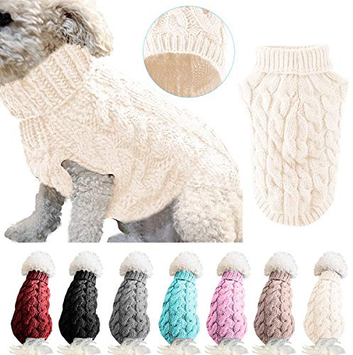 Petyoung Chaleco suéter para Perros Abrigo cálido suéteres de Invierno de Lana de Punto Suave para Mascotas Ropa de Abrigo de Ganchillo de Punto para Perros pequeños medianos (M)