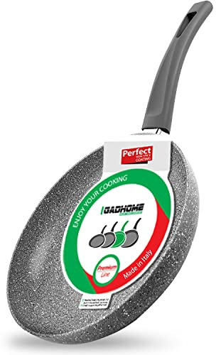 GadHome Premium 26cm Sartén Antiadherente | Bandeja de Inducción de Aluminio con Mango Ergonómico | Efecto de Granito de Piedra Gris