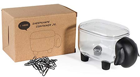 Büroklammerhalter, Acryl Büroklammernhalter, Spender mit 100 Stück 28 mm schwarzen Büroklammern, Büro Zubehör (schwarz)