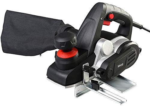 Bakaji Pialla Elettrica Piallatrice Potenza 750W Levigatrice Pialletto Legno Velocità 16500 rpm Larghezza Taglio 82mm Profondità Regolabile 0-3 mm con Aspiratore integrato Sacco + Guida Parallela