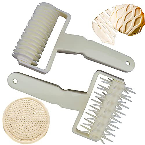 XiXiRan Rullo per Pasticceria e Reticolo, 2 Pezzi Rullo di Pasticceria Reticolo Cucina, Tagliapasta a Reticolo, Pizza Pasticceria Roller, Strumento della Cottura della Cucina (Rullo+Perno del Rullo)